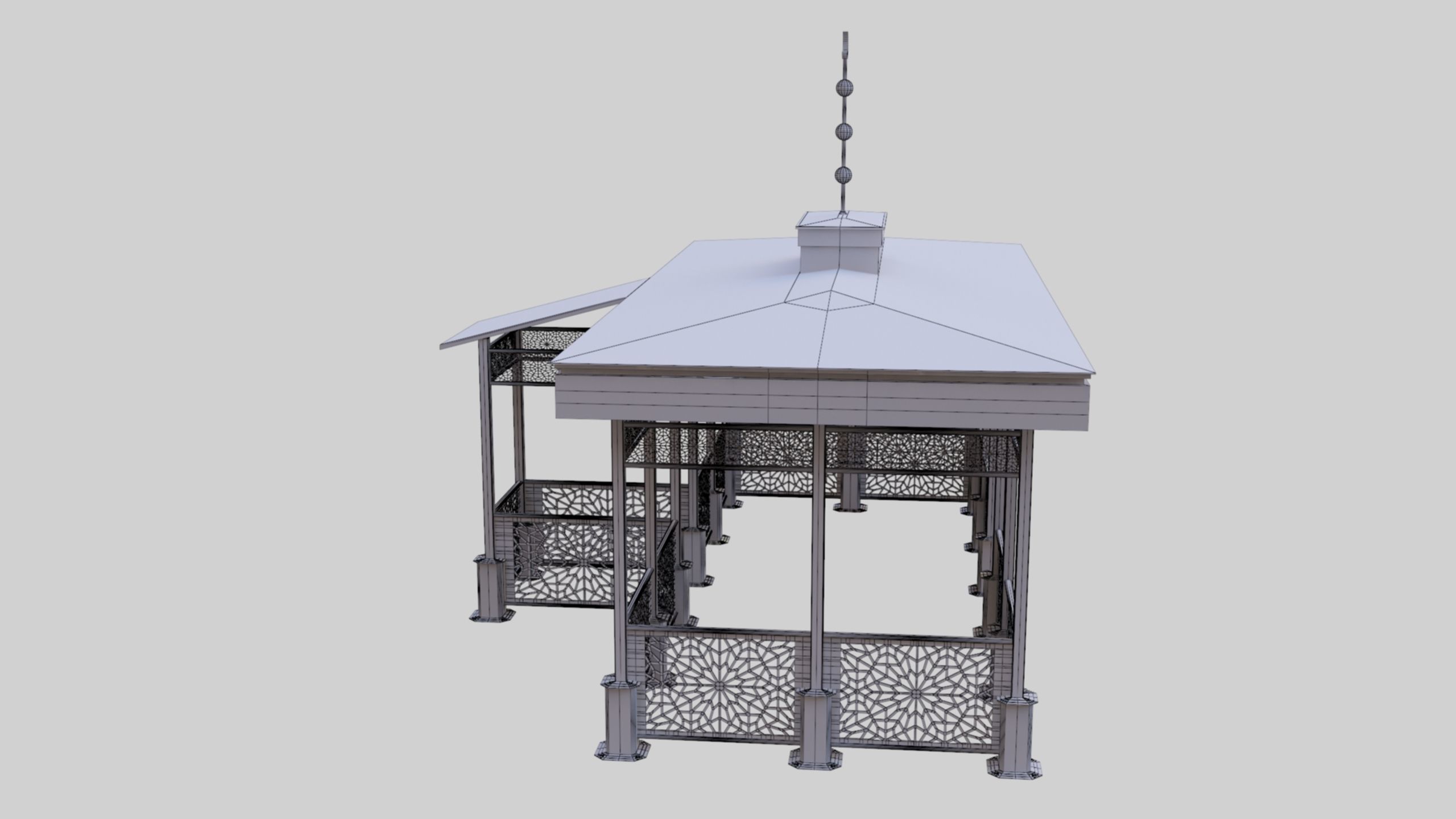 Iron Wood Garden Pergola - Gazebo 08 Ottoman  Seljuk Empire 3D model_40