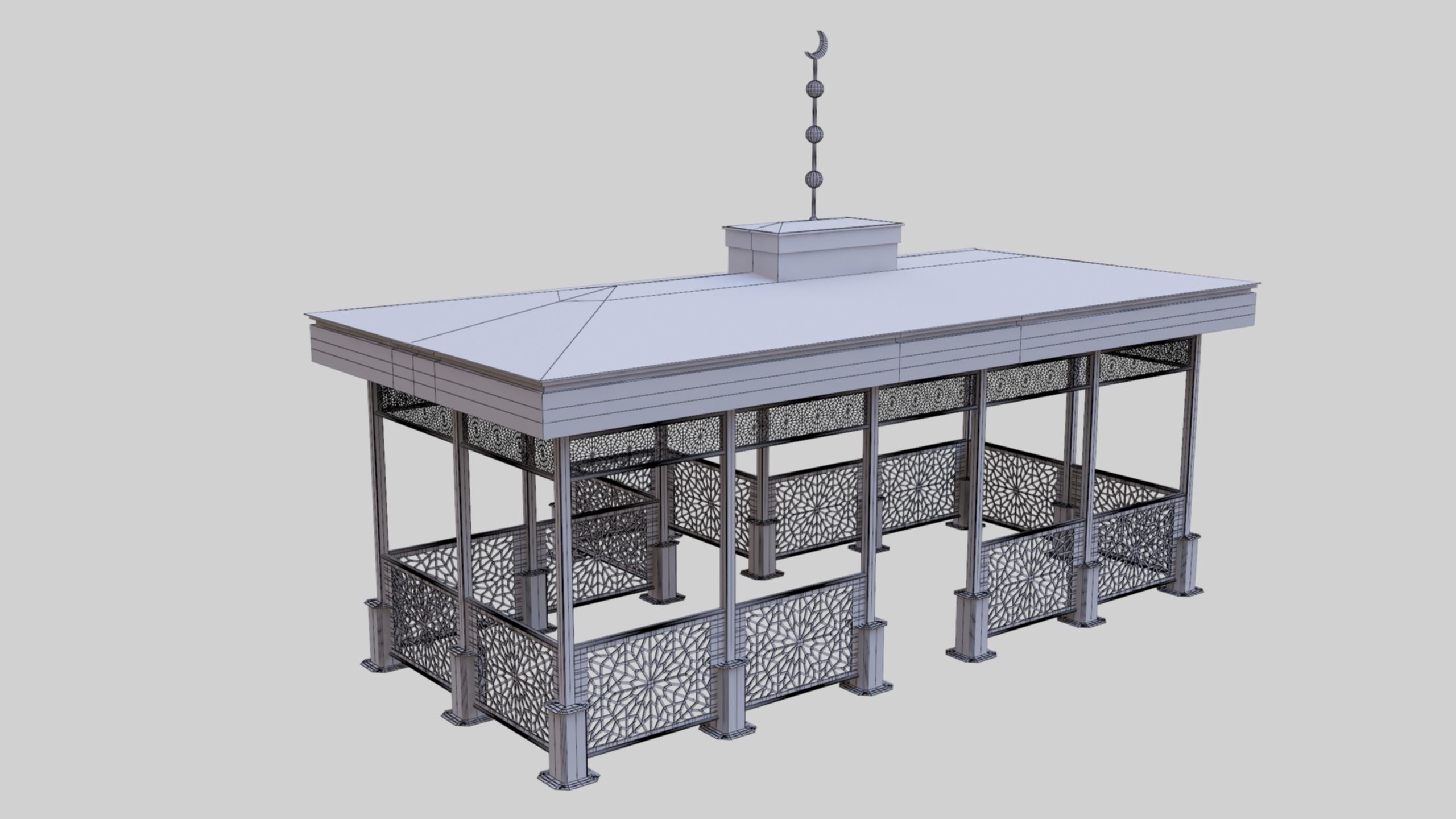 Iron Wood Garden Pergola - Gazebo 08 Ottoman  Seljuk Empire 3D model_10