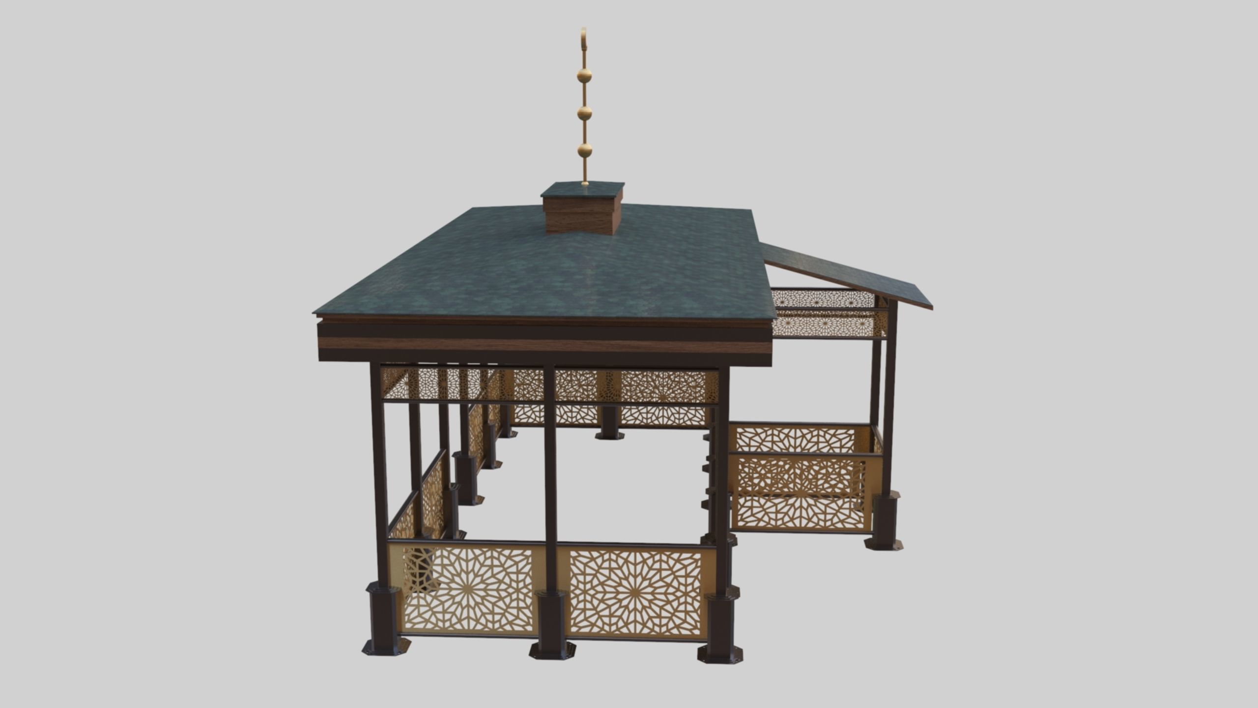 Iron Wood Garden Pergola - Gazebo 08 Ottoman  Seljuk Empire 3D model_18