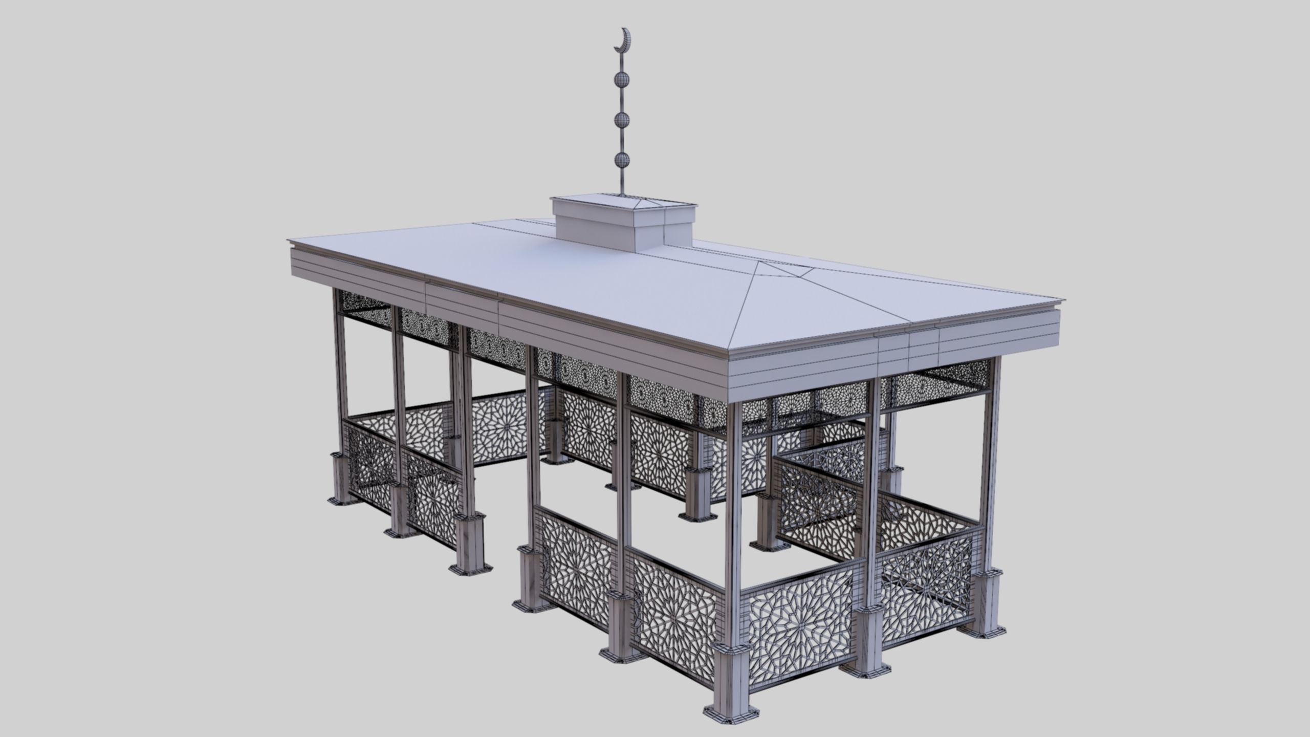 Iron Wood Garden Pergola - Gazebo 08 Ottoman  Seljuk Empire 3D model_37