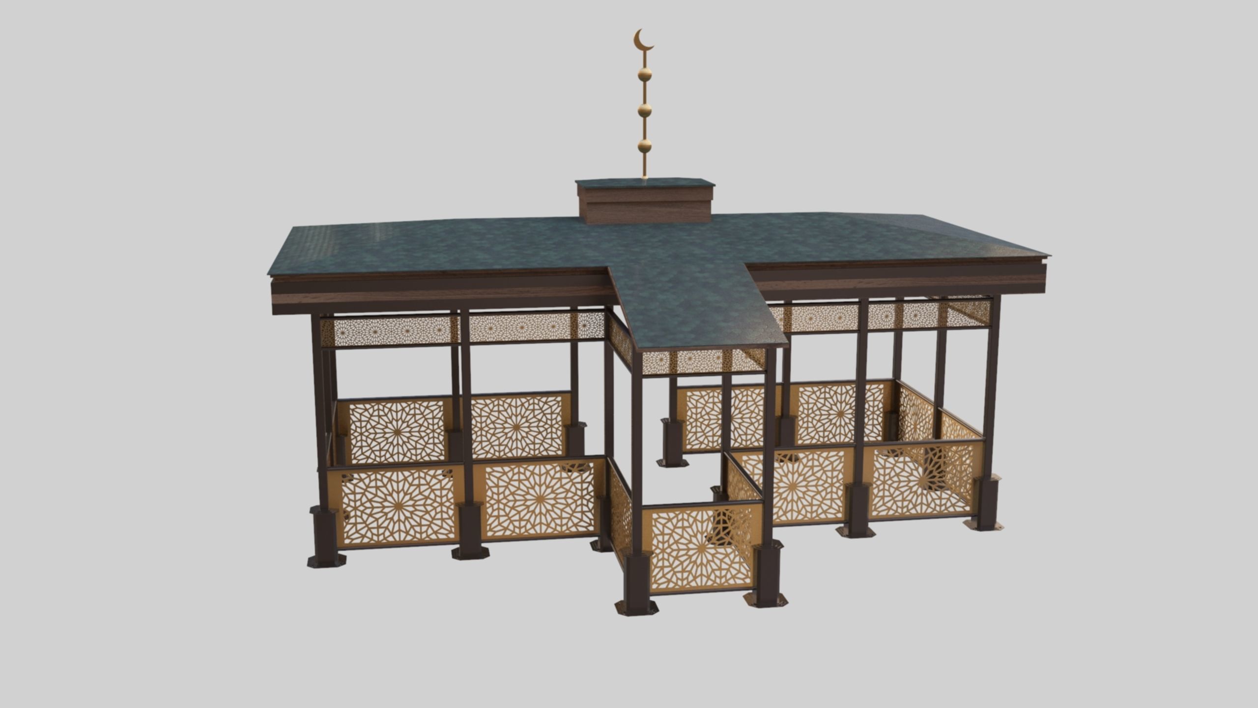 Iron Wood Garden Pergola - Gazebo 08 Ottoman  Seljuk Empire 3D model_25