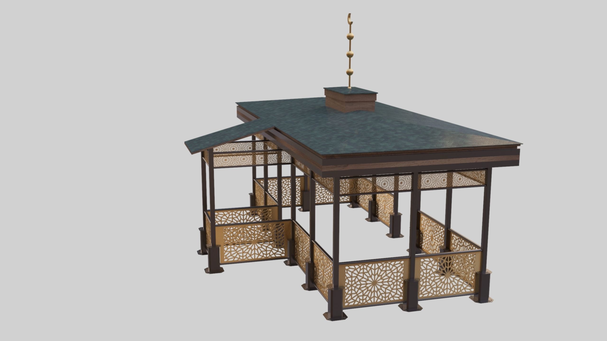 Iron Wood Garden Pergola - Gazebo 08 Ottoman  Seljuk Empire 3D model_20
