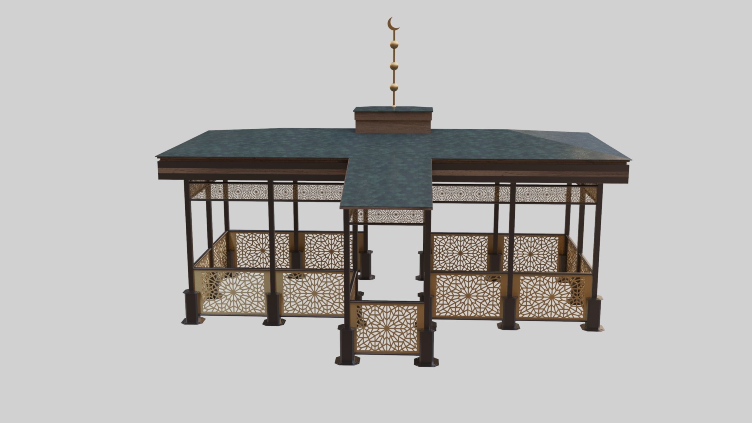 Iron Wood Garden Pergola - Gazebo 08 Ottoman  Seljuk Empire 3D model_26