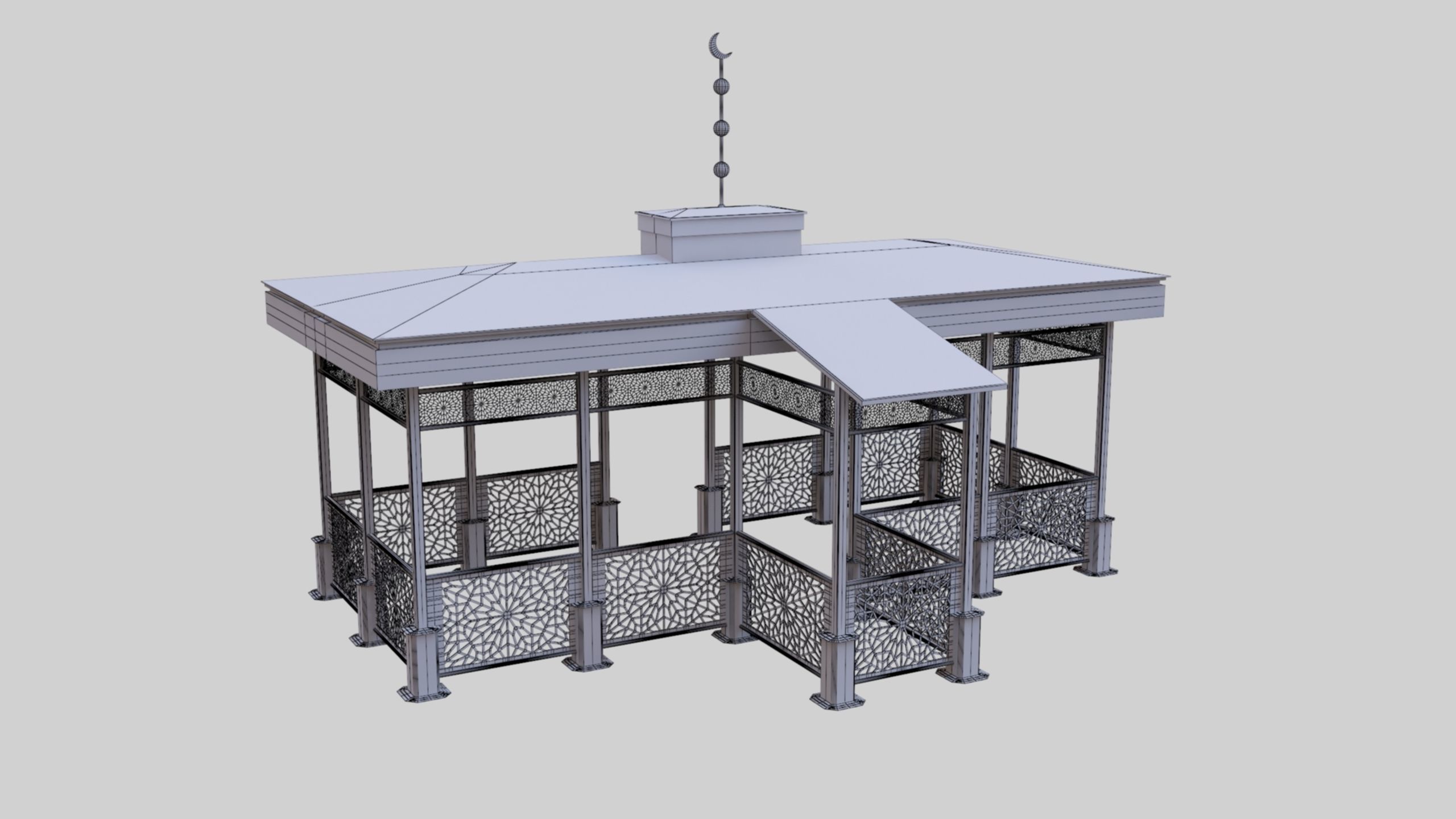 Iron Wood Garden Pergola - Gazebo 08 Ottoman  Seljuk Empire 3D model_35