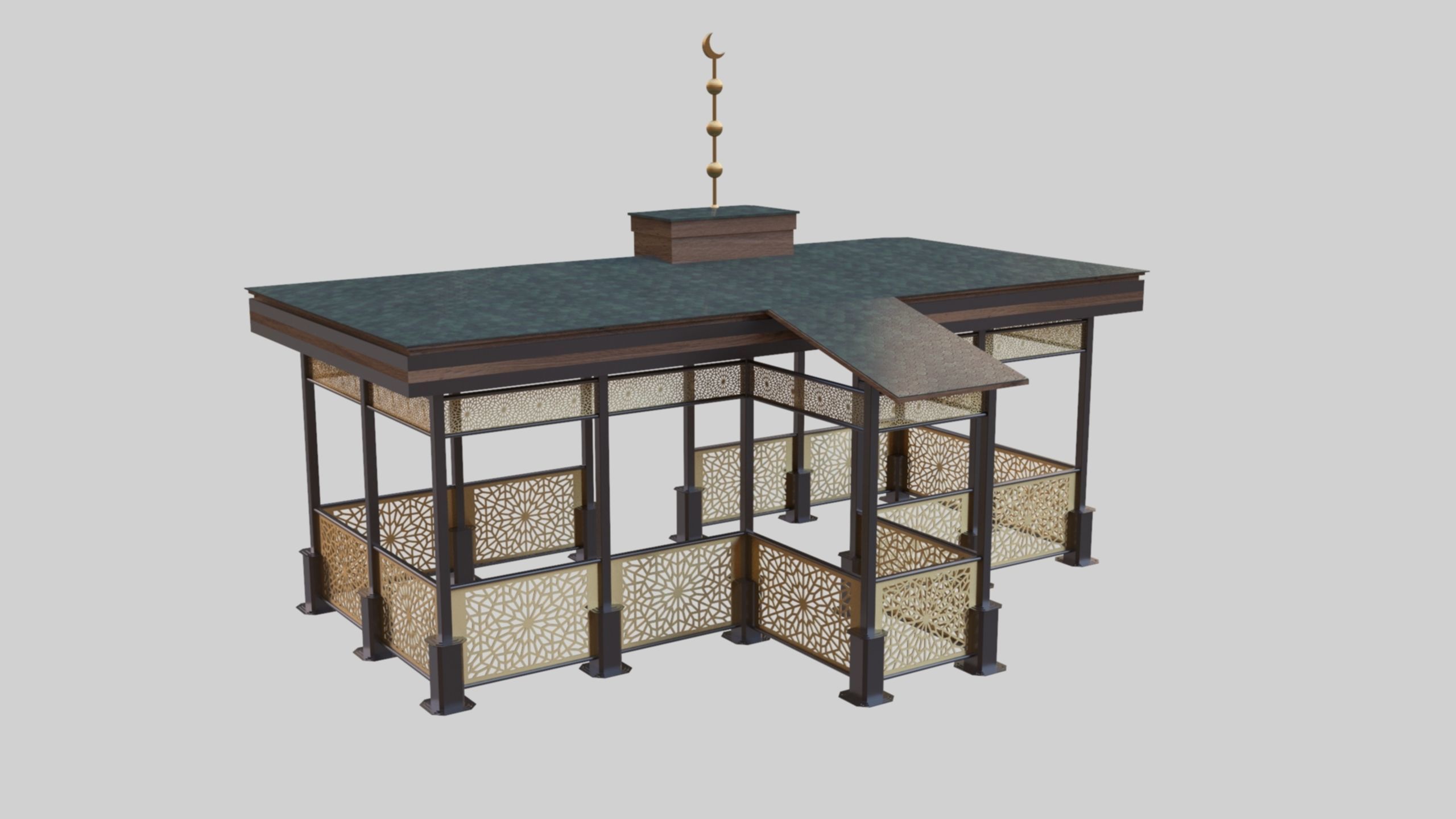 Iron Wood Garden Pergola - Gazebo 08 Ottoman  Seljuk Empire 3D model_14