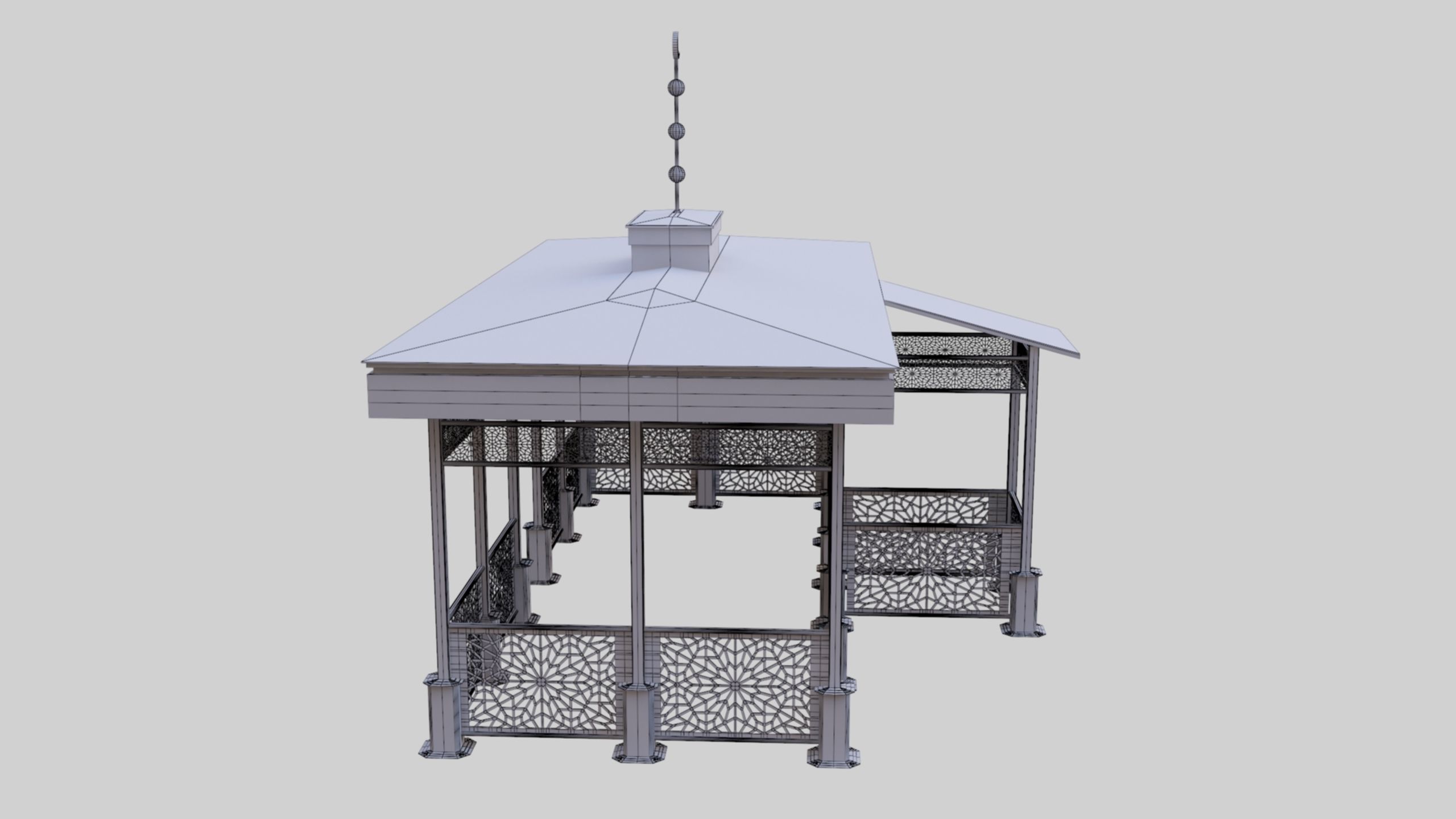 Iron Wood Garden Pergola - Gazebo 08 Ottoman  Seljuk Empire 3D model_33