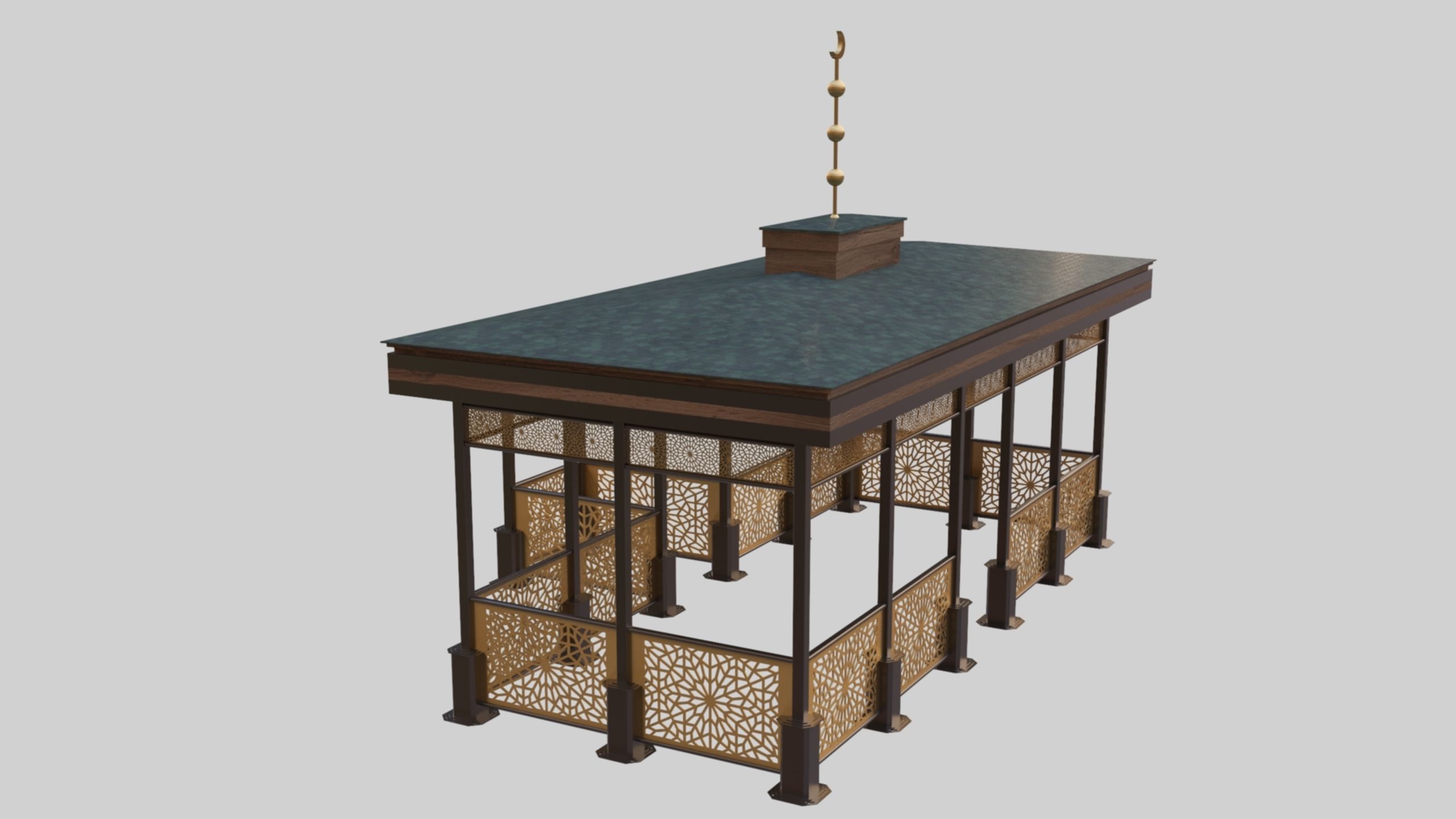 Iron Wood Garden Pergola - Gazebo 08 Ottoman  Seljuk Empire 3D model_23