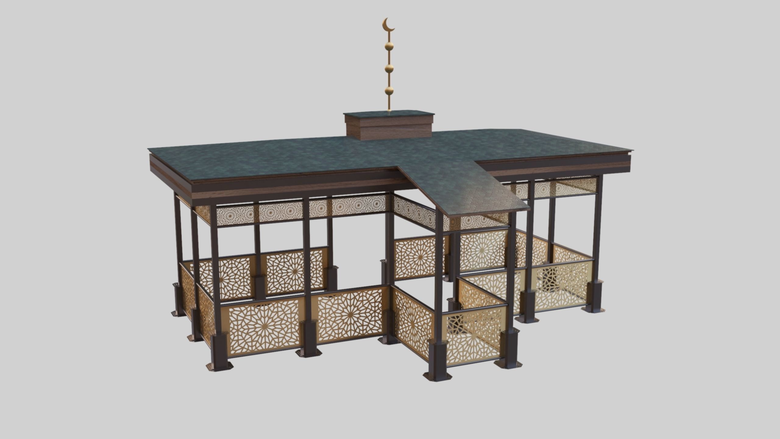 Iron Wood Garden Pergola - Gazebo 08 Ottoman  Seljuk Empire 3D model_30
