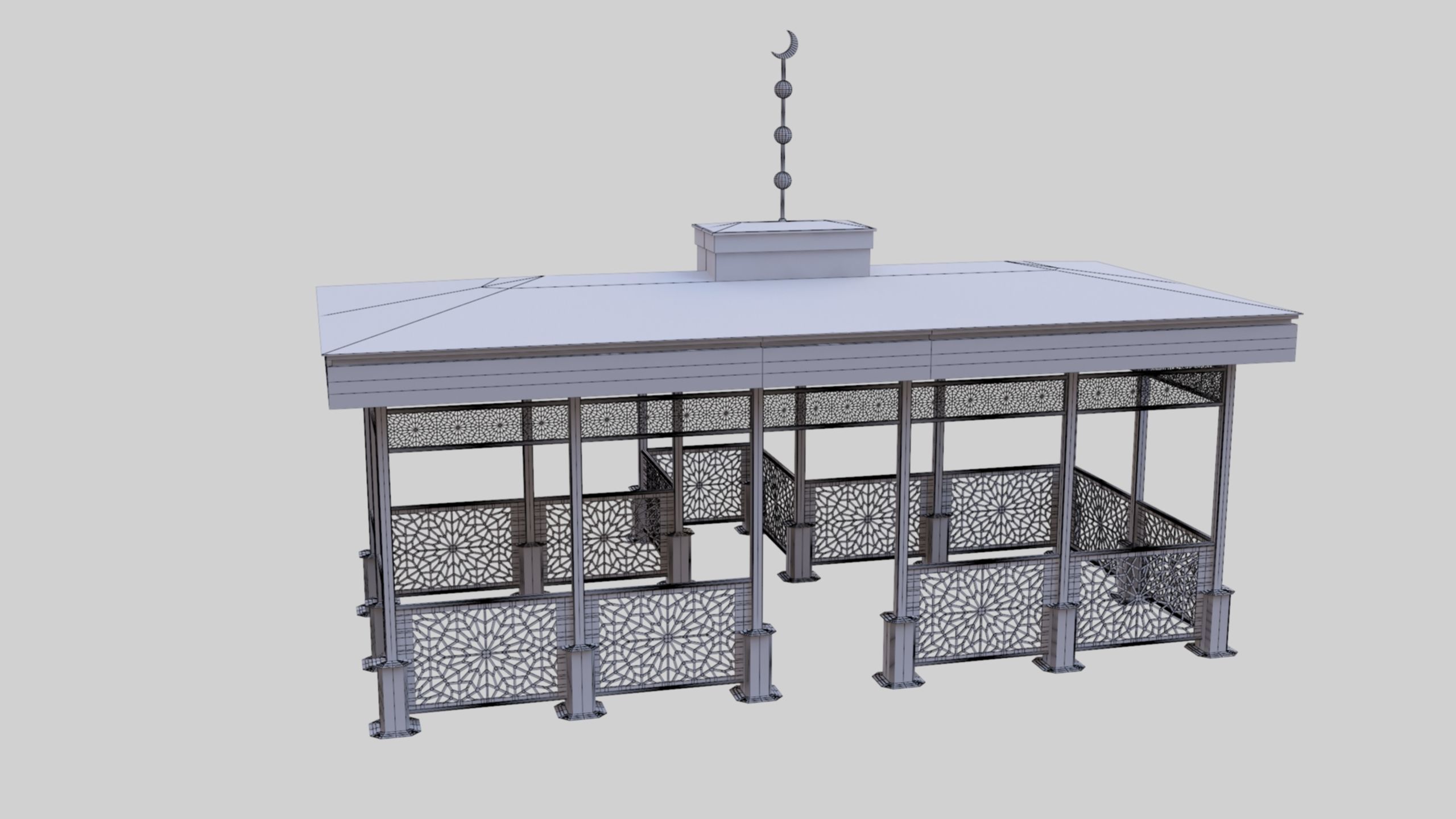 Iron Wood Garden Pergola - Gazebo 08 Ottoman  Seljuk Empire 3D model_42