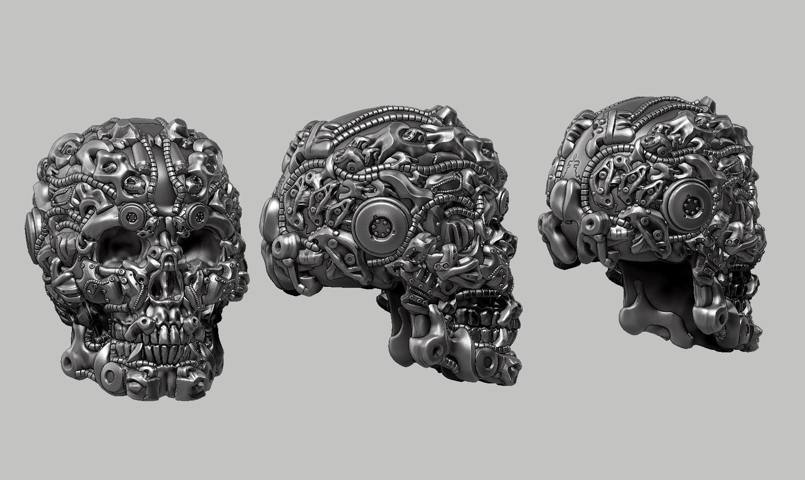 skull robot head a18 3d print model 3D print model_1