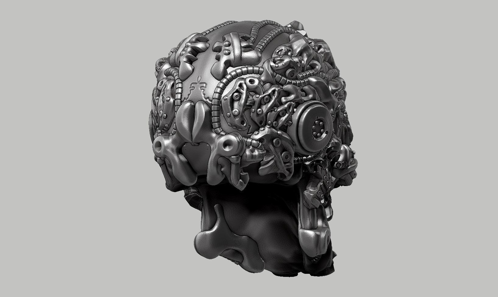 skull robot head a18 3d print model 3D print model_9