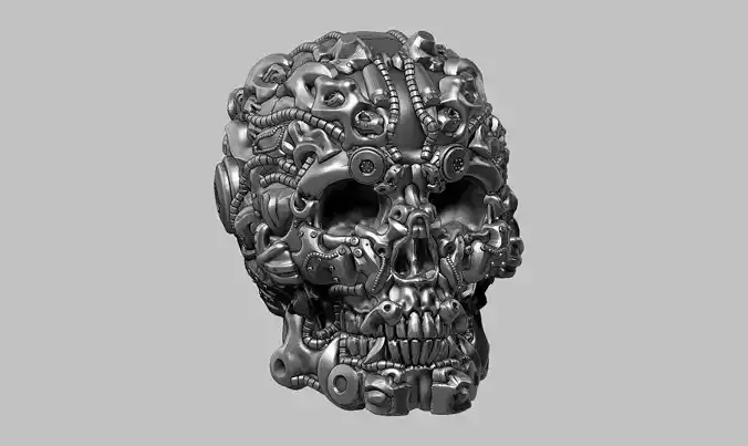 skull robot head a18 3d print model 3D print model