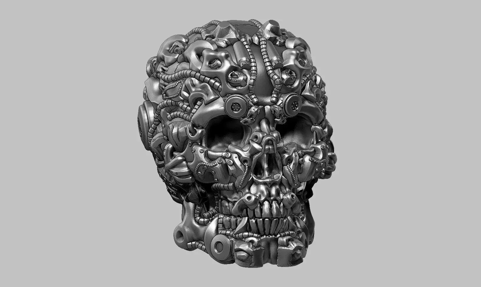 skull robot head a18 3d print model 3D print model_0