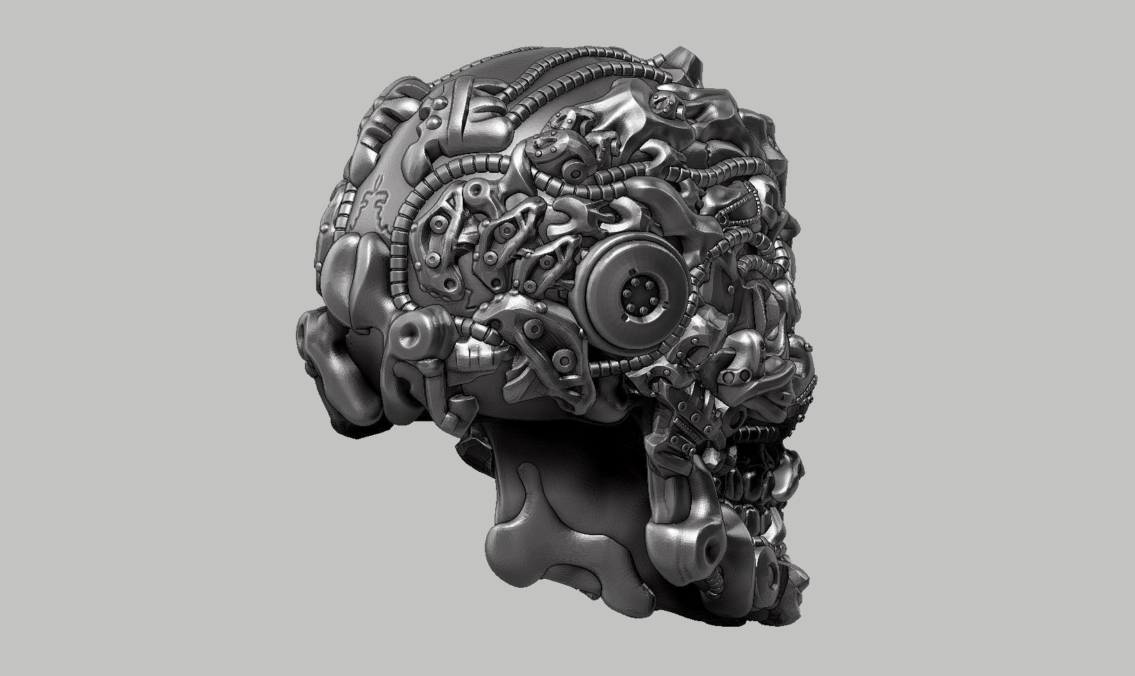 skull robot head a18 3d print model 3D print model_6