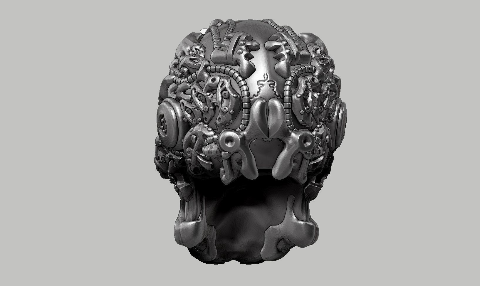 skull robot head a18 3d print model 3D print model_10