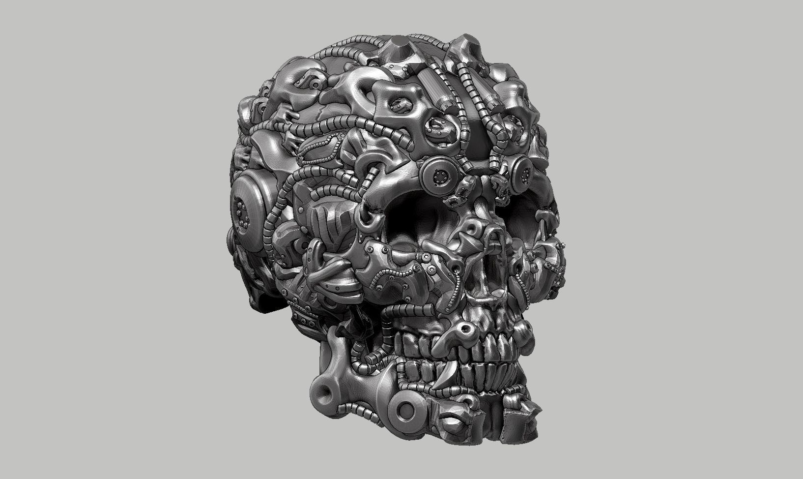 skull robot head a18 3d print model 3D print model_4