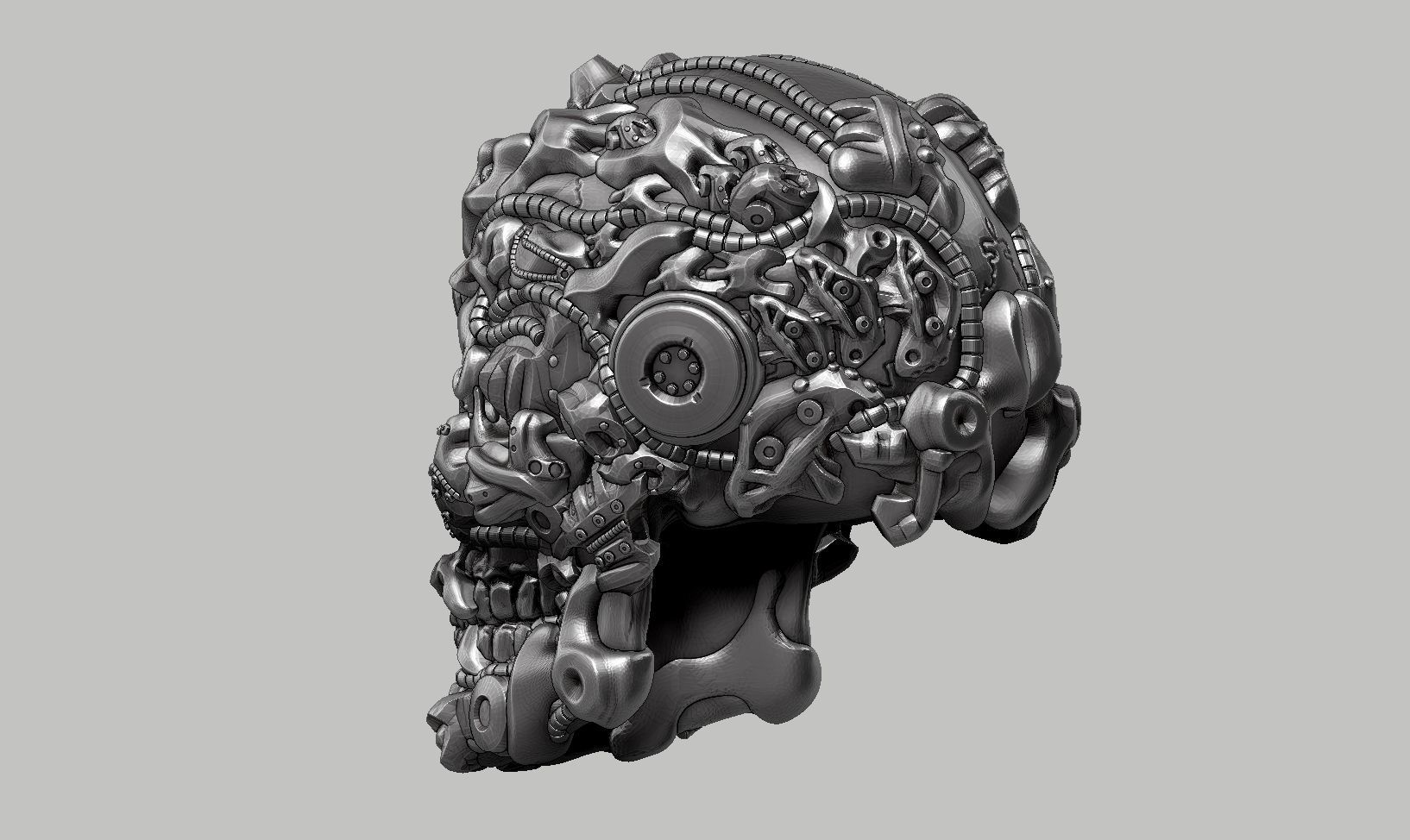skull robot head a18 3d print model 3D print model_8