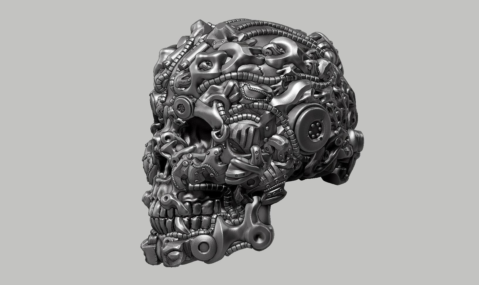 skull robot head a18 3d print model 3D print model_11