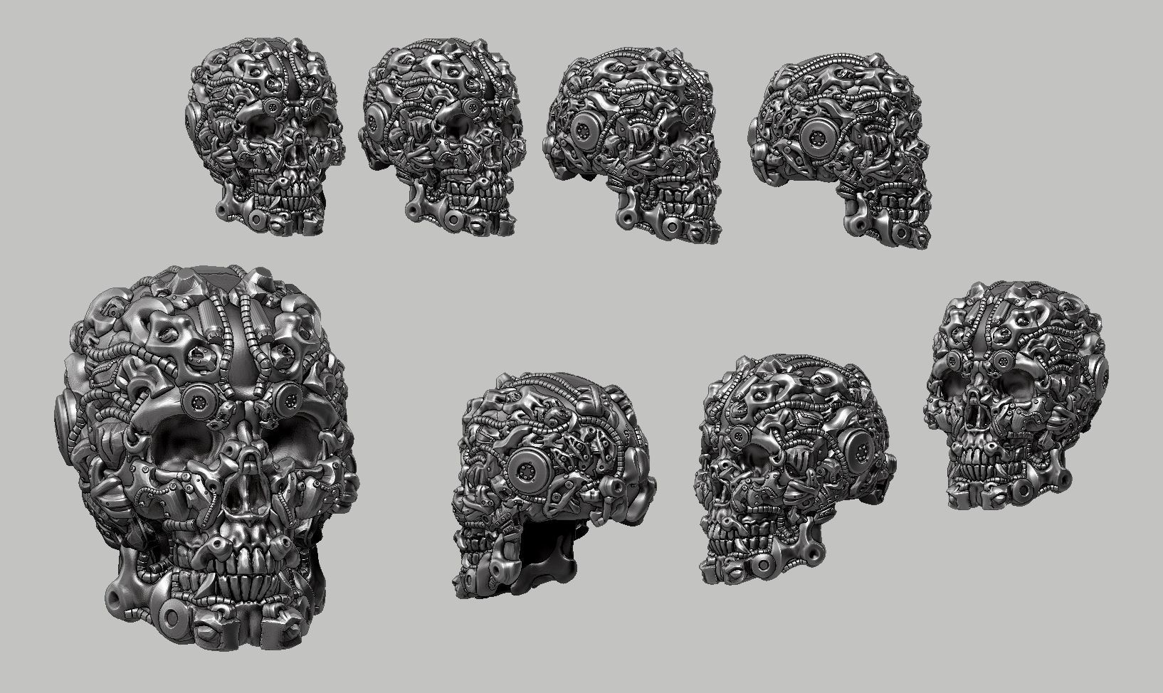 skull robot head a18 3d print model 3D print model_2