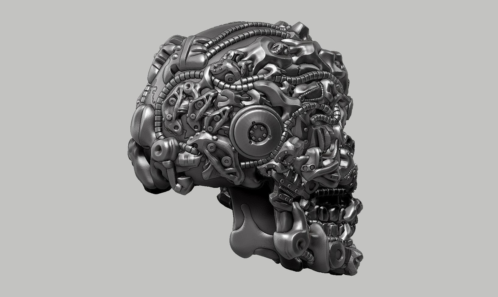 skull robot head a18 3d print model 3D print model_3