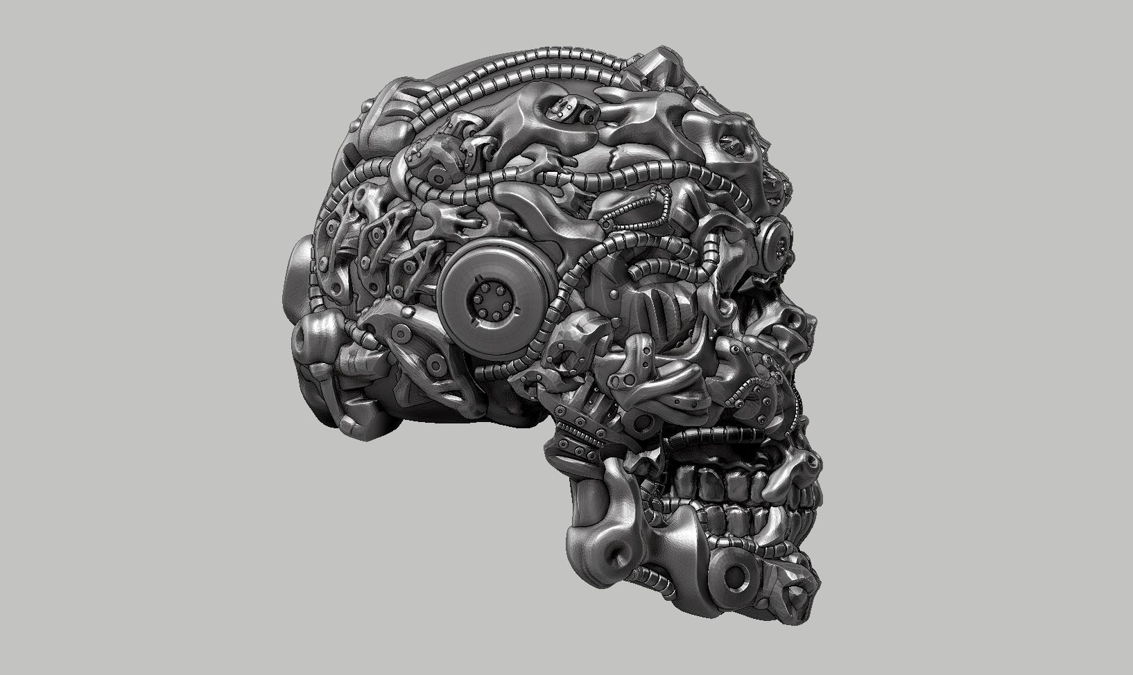 skull robot head a18 3d print model 3D print model_7