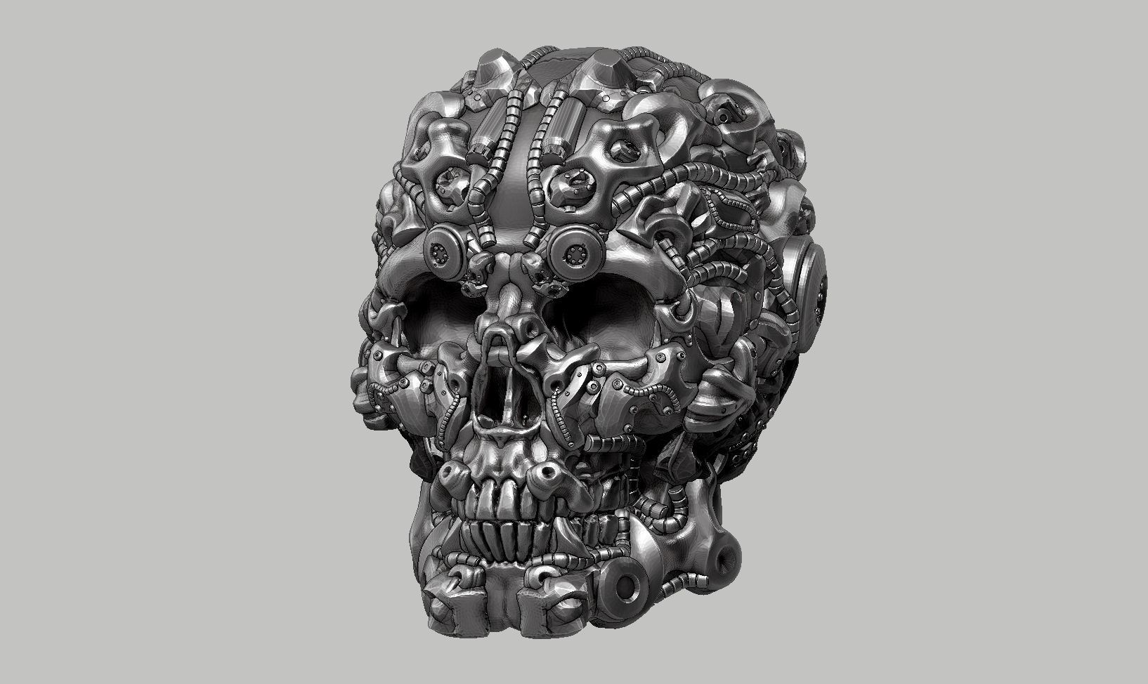 skull robot head a18 3d print model 3D print model_13