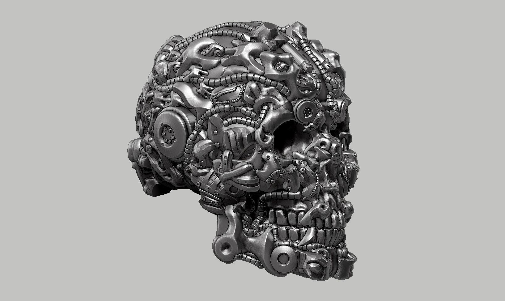 skull robot head a18 3d print model 3D print model_5