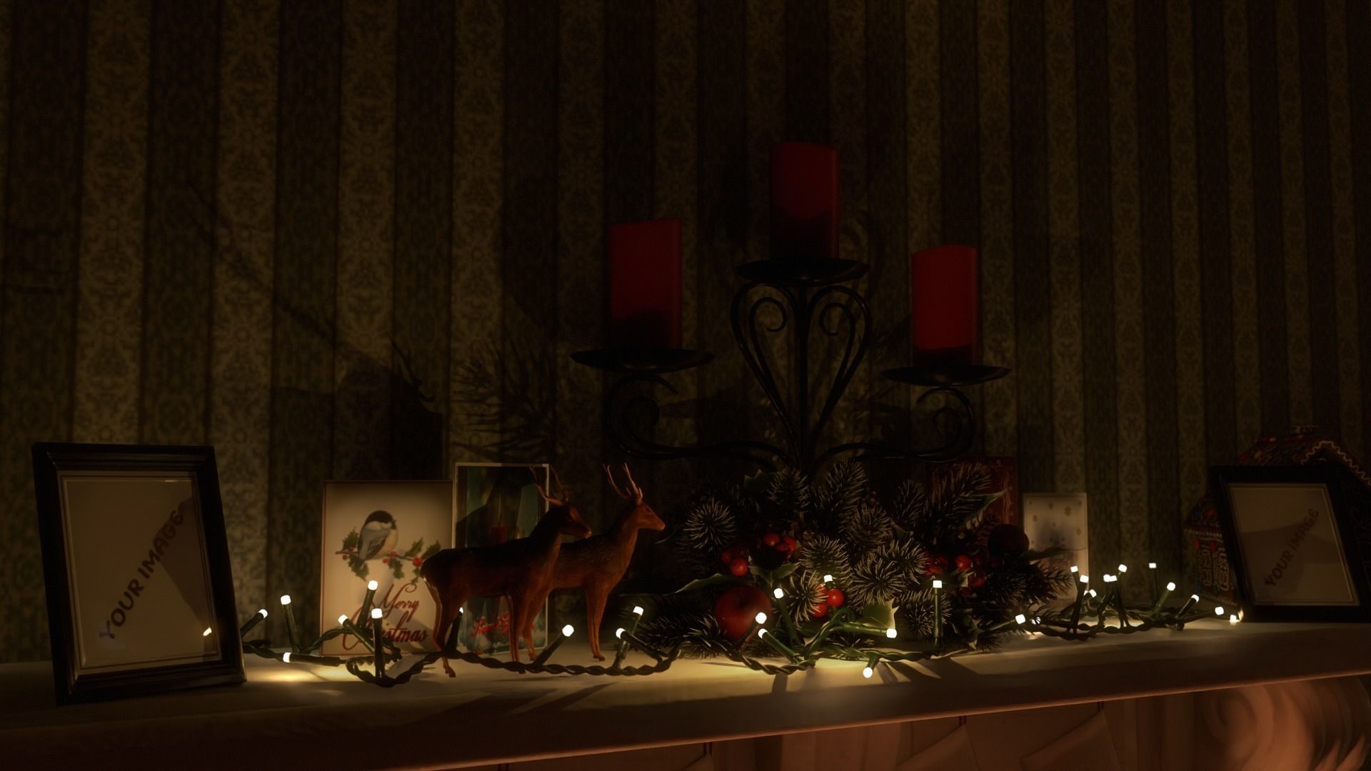 Christmas Living Room Low-poly 3D model_57