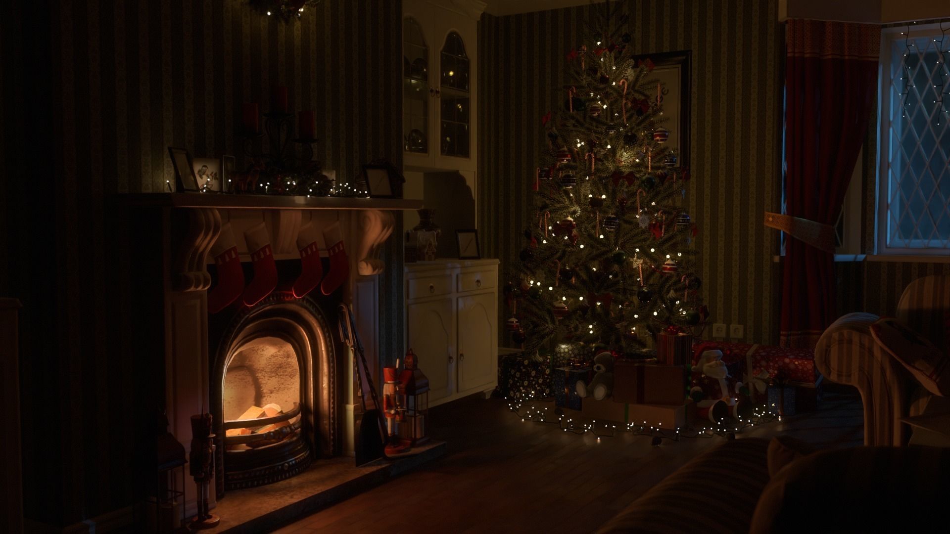 Christmas Living Room Low-poly 3D model_49