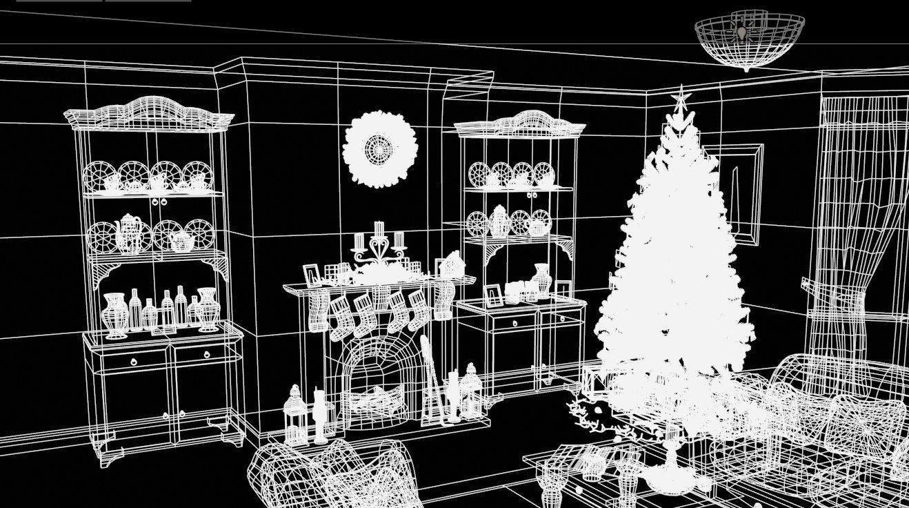 Christmas Living Room Low-poly 3D model_127