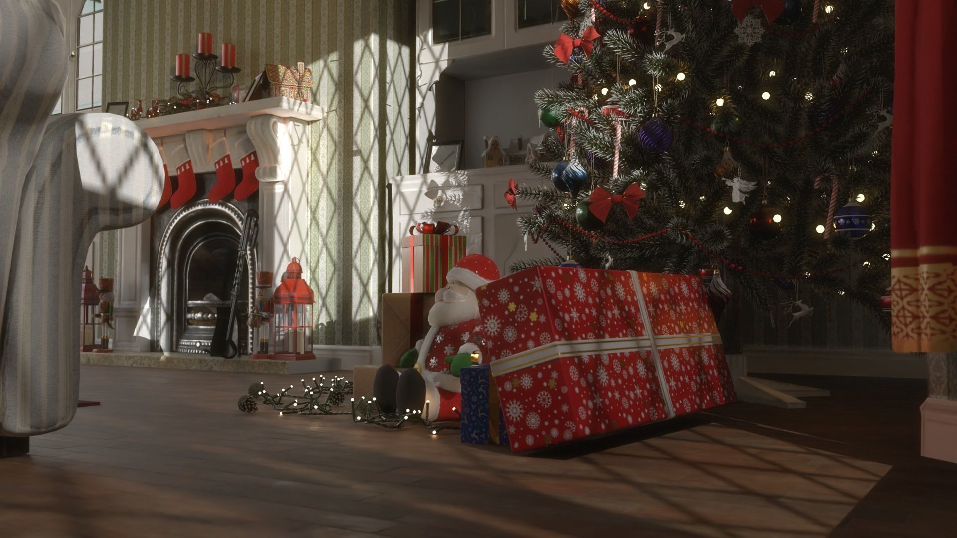 Christmas Living Room Low-poly 3D model_39