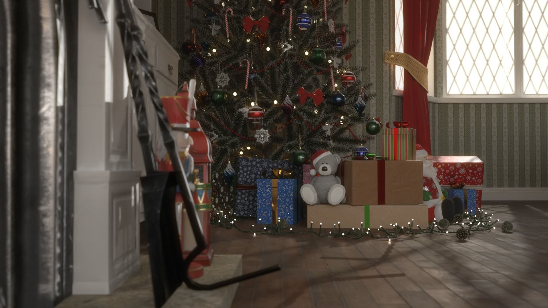 Christmas Living Room Low-poly 3D model_25