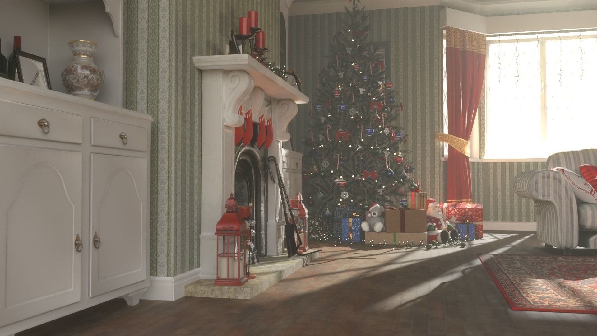 Christmas Living Room Low-poly 3D model_31