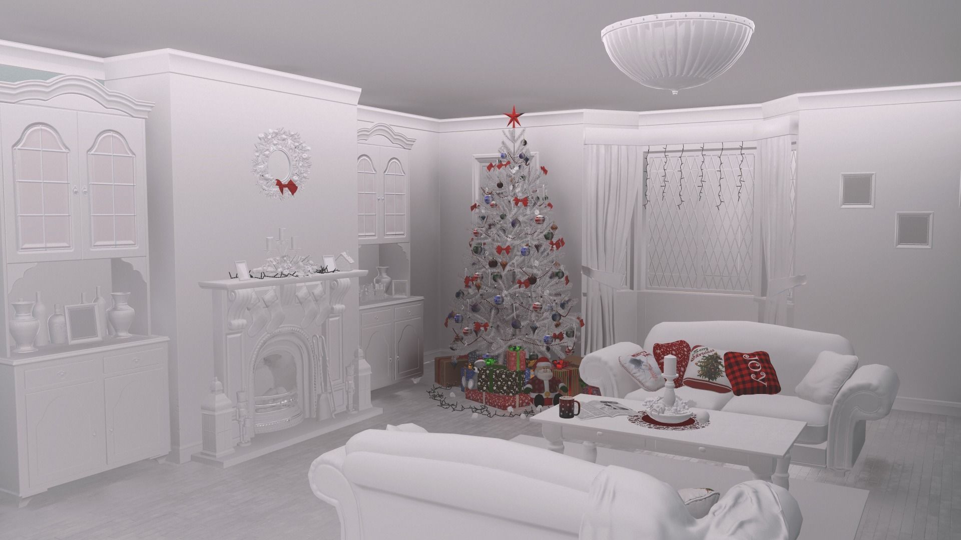 Christmas Living Room Low-poly 3D model_133