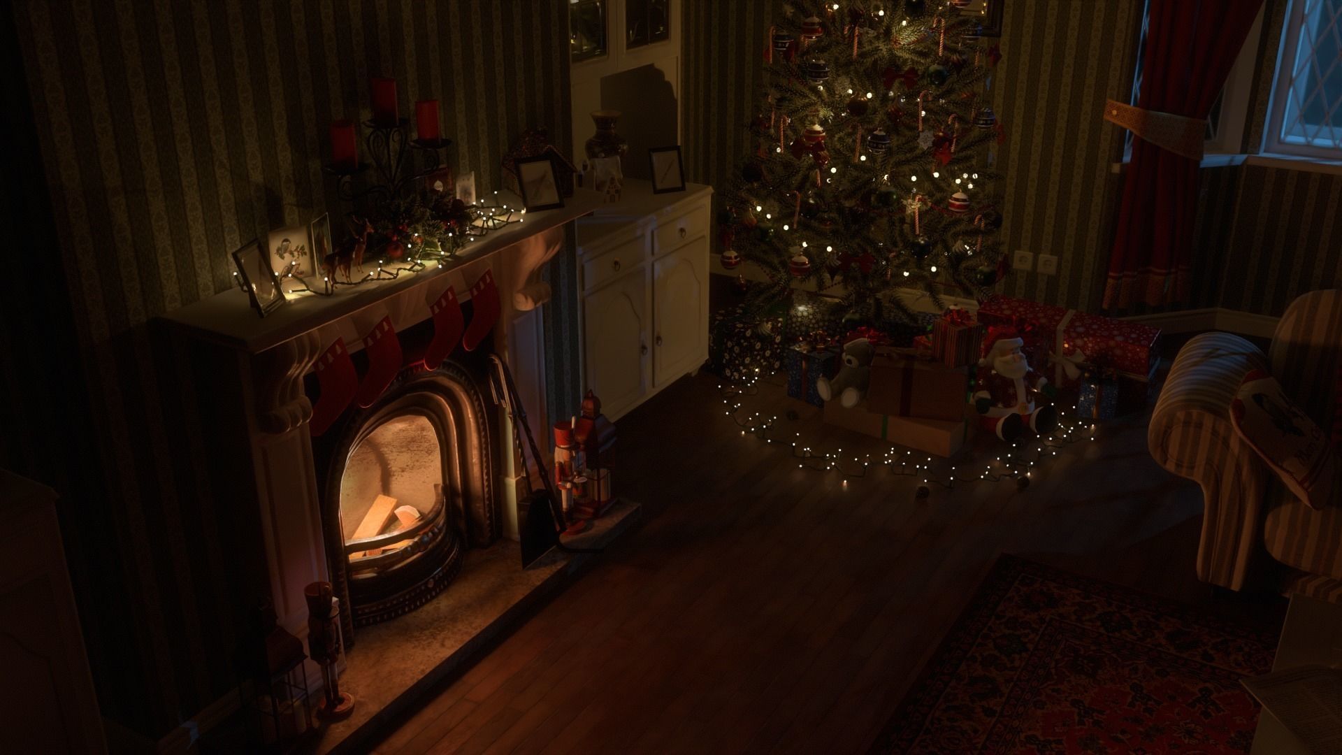 Christmas Living Room Low-poly 3D model_60