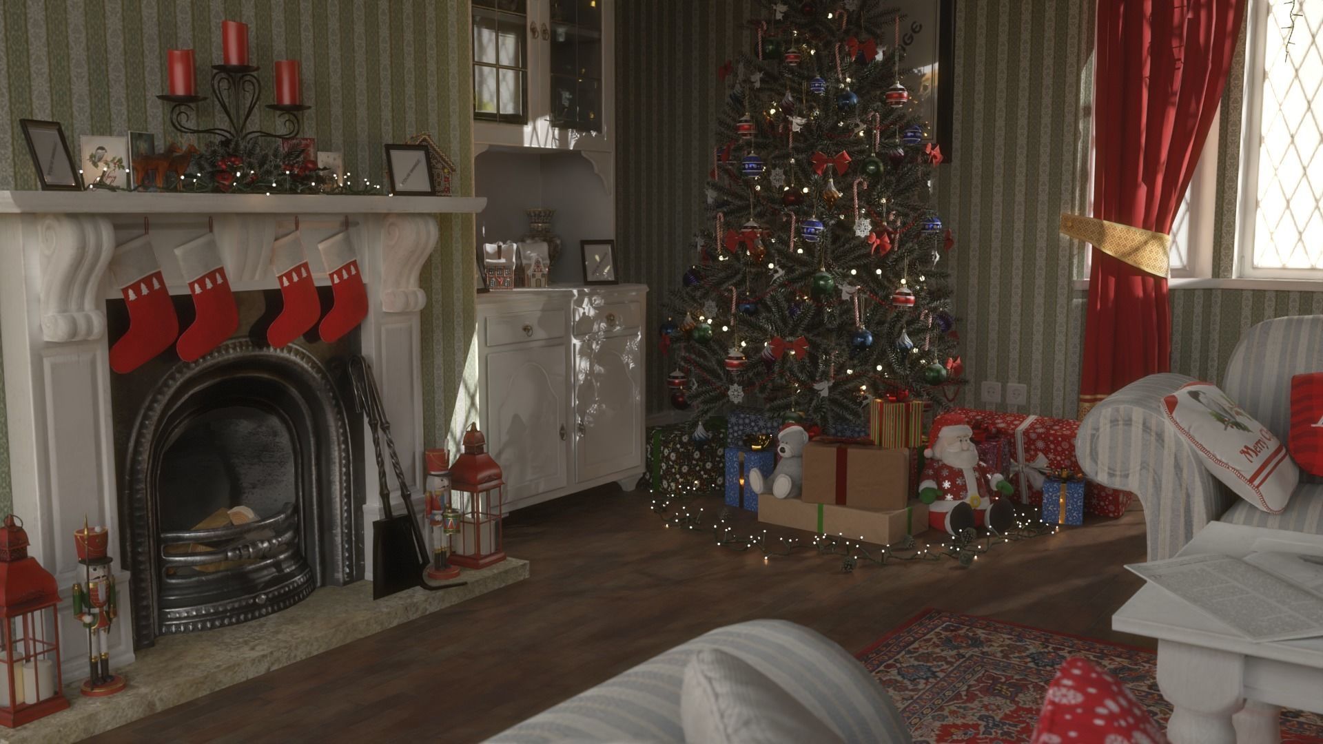 Christmas Living Room Low-poly 3D model_43