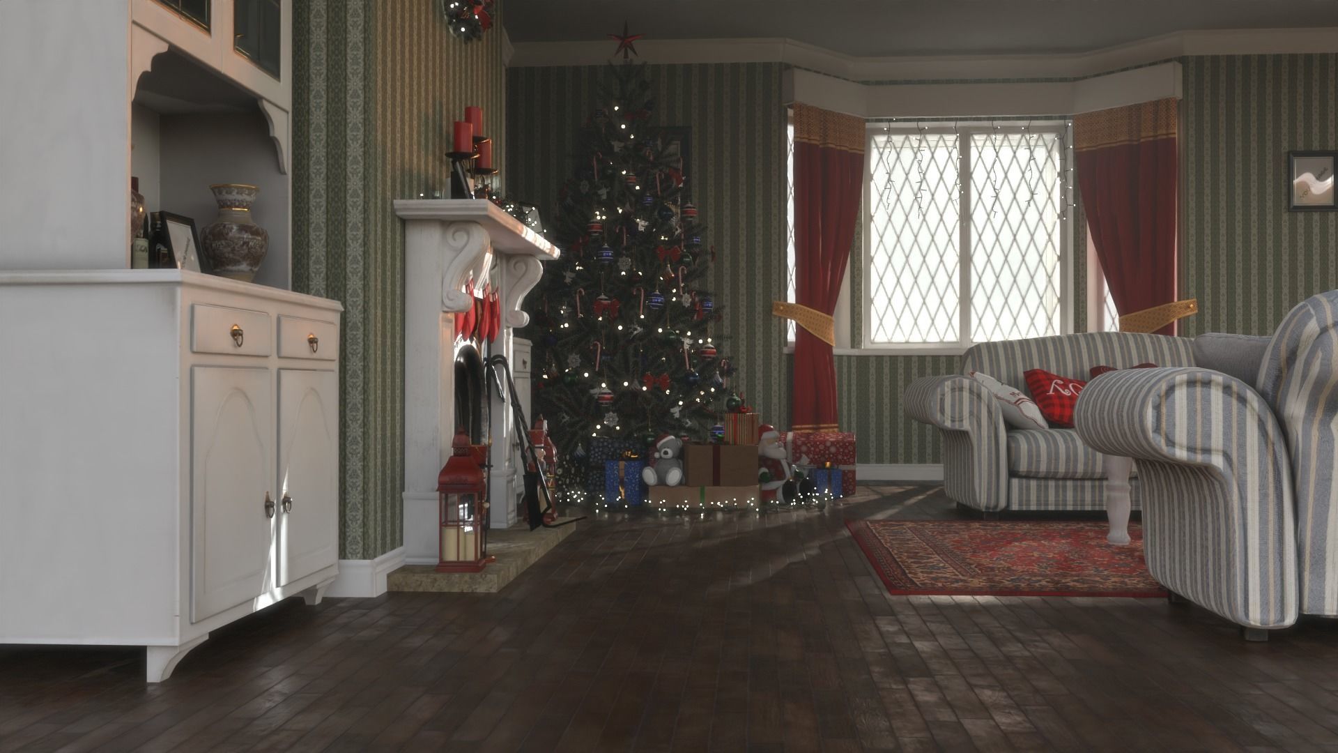 Christmas Living Room Low-poly 3D model_3