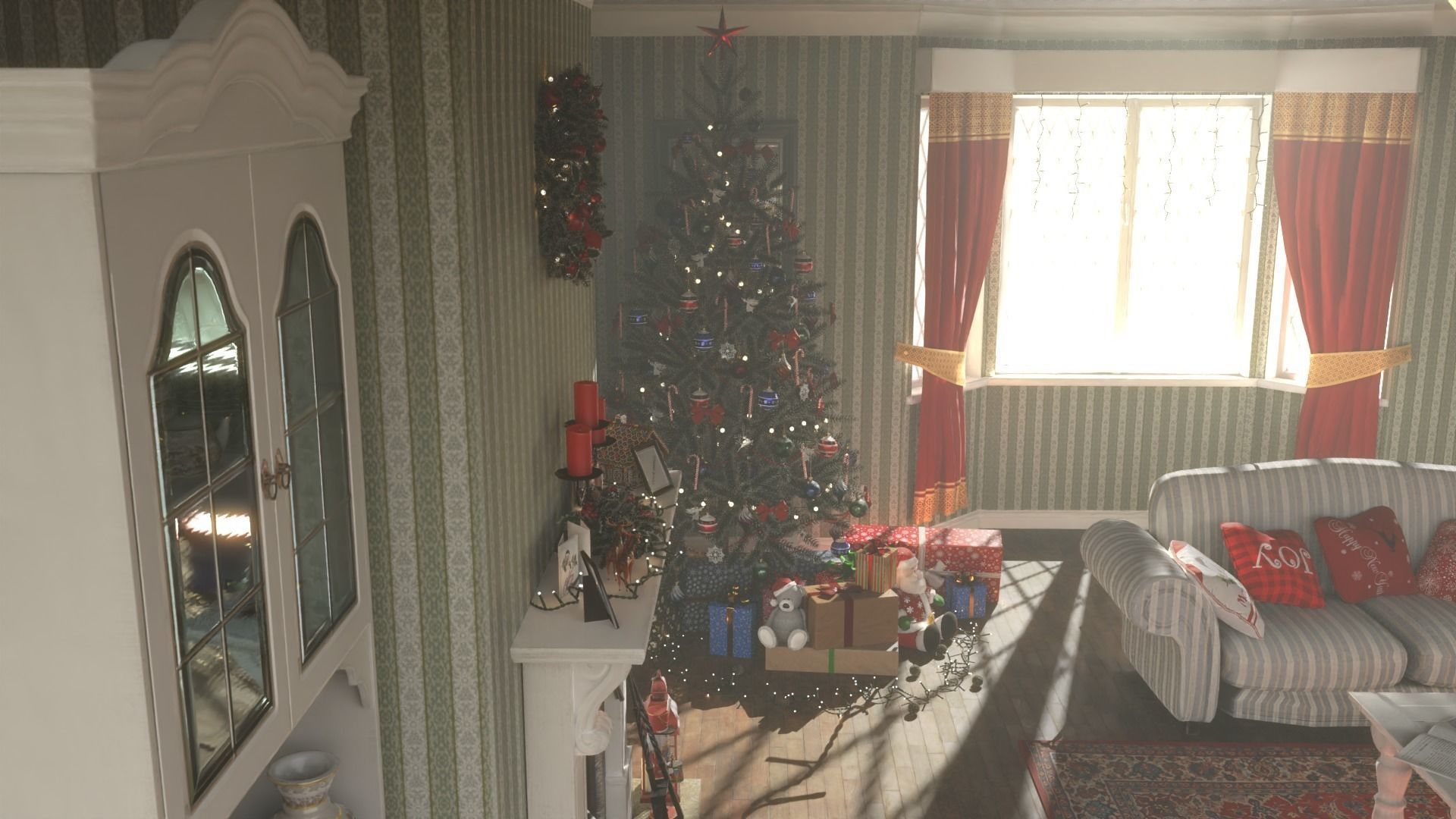 Christmas Living Room Low-poly 3D model_32