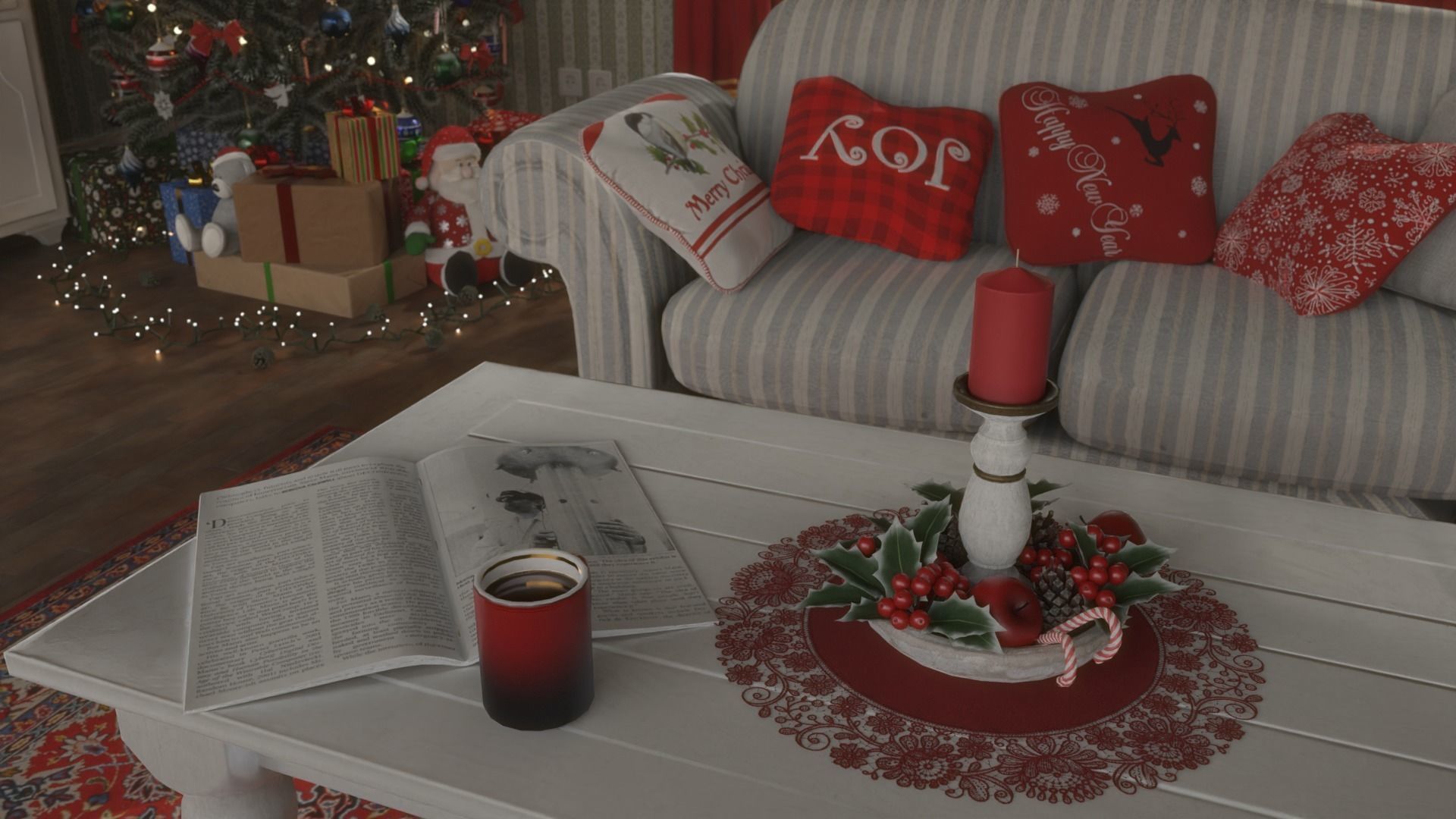 Christmas Living Room Low-poly 3D model_28