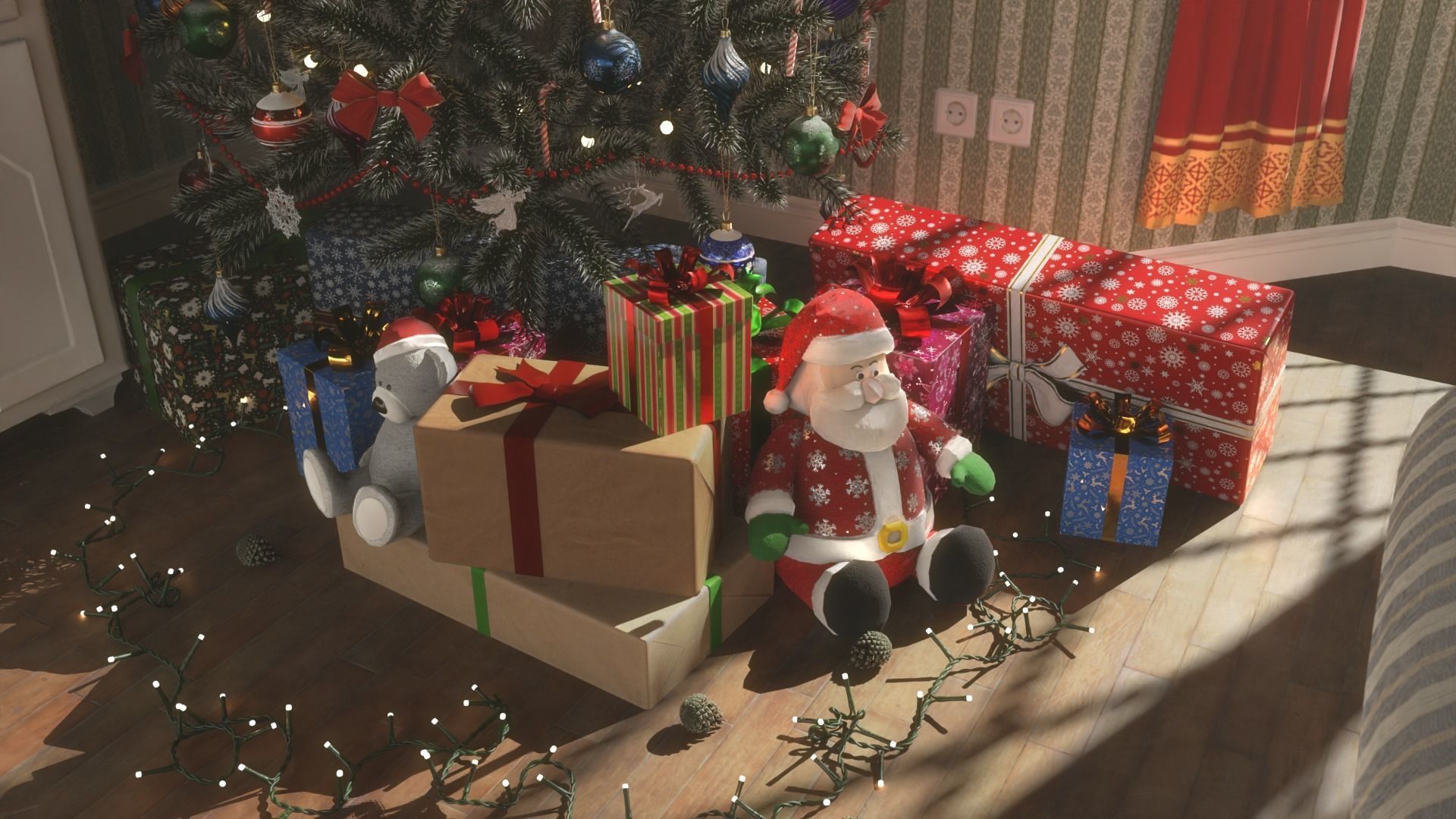 Christmas Living Room Low-poly 3D model_35