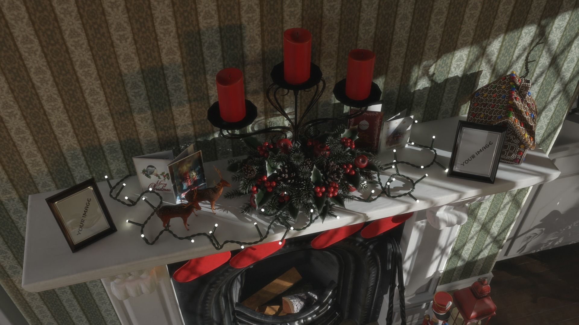 Christmas Living Room Low-poly 3D model_10