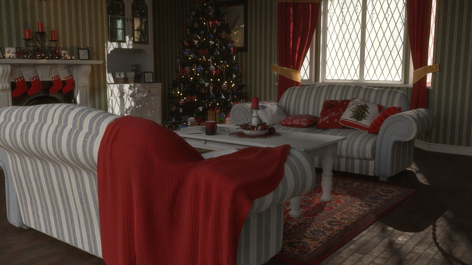 Christmas Living Room Low-poly 3D model_137