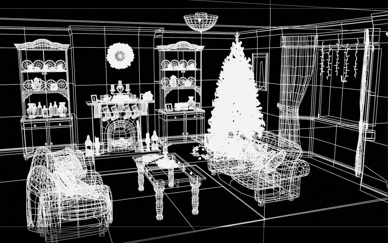 Christmas Living Room Low-poly 3D model_131