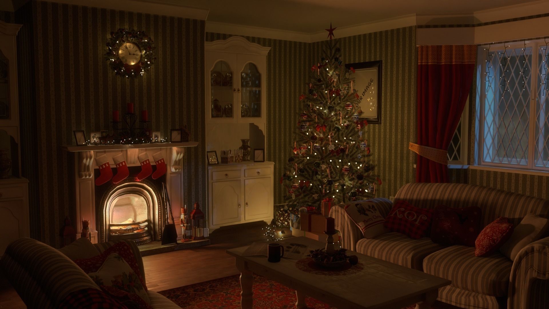 Christmas Living Room Low-poly 3D model_48