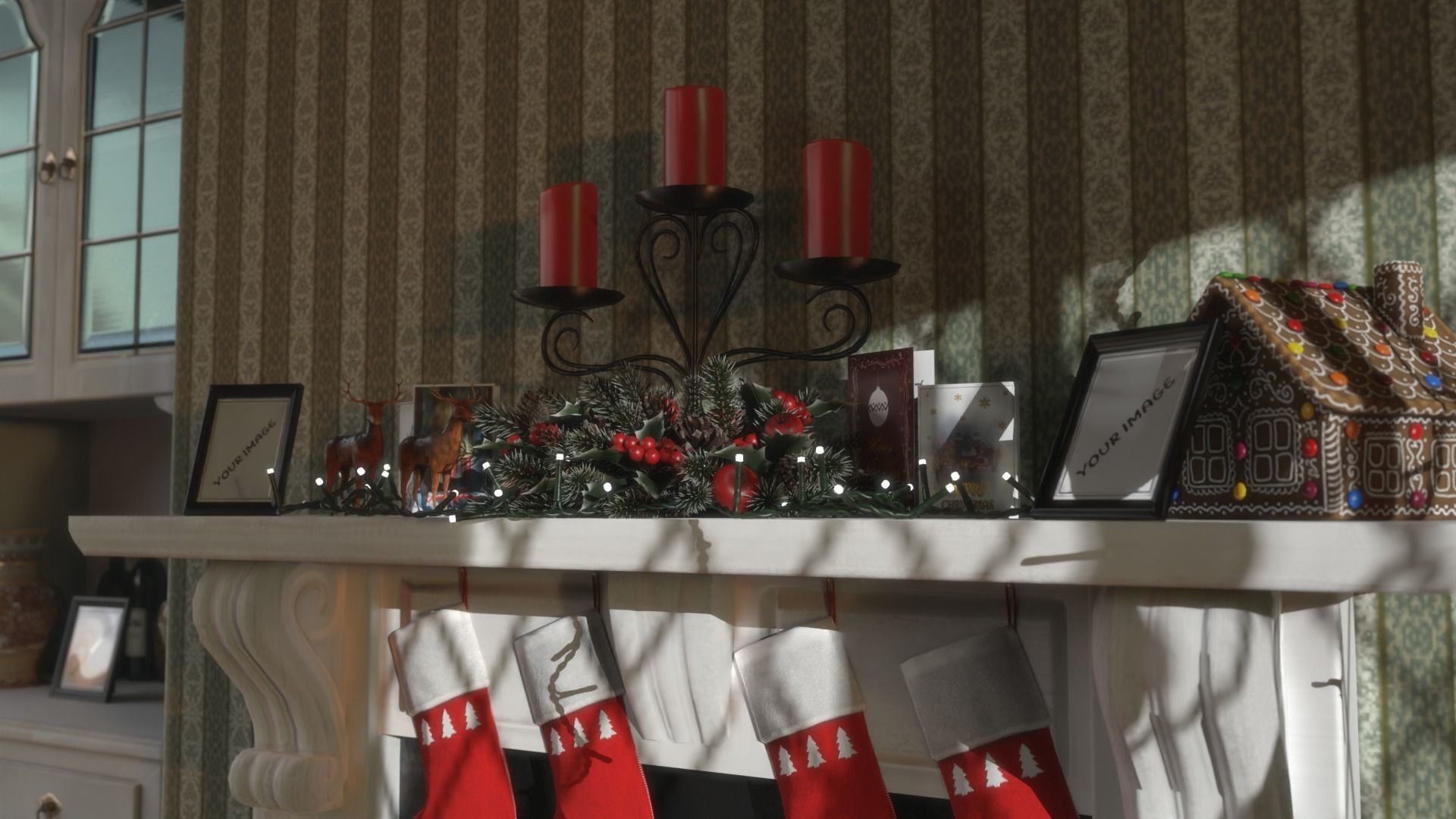 Christmas Living Room Low-poly 3D model_13