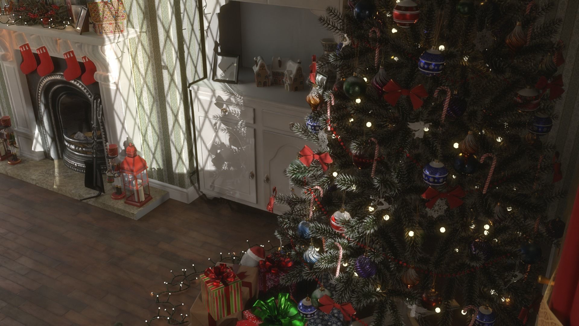 Christmas Living Room Low-poly 3D model_33