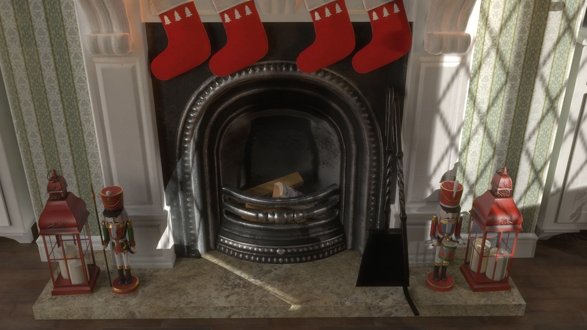 Christmas Living Room Low-poly 3D model_40