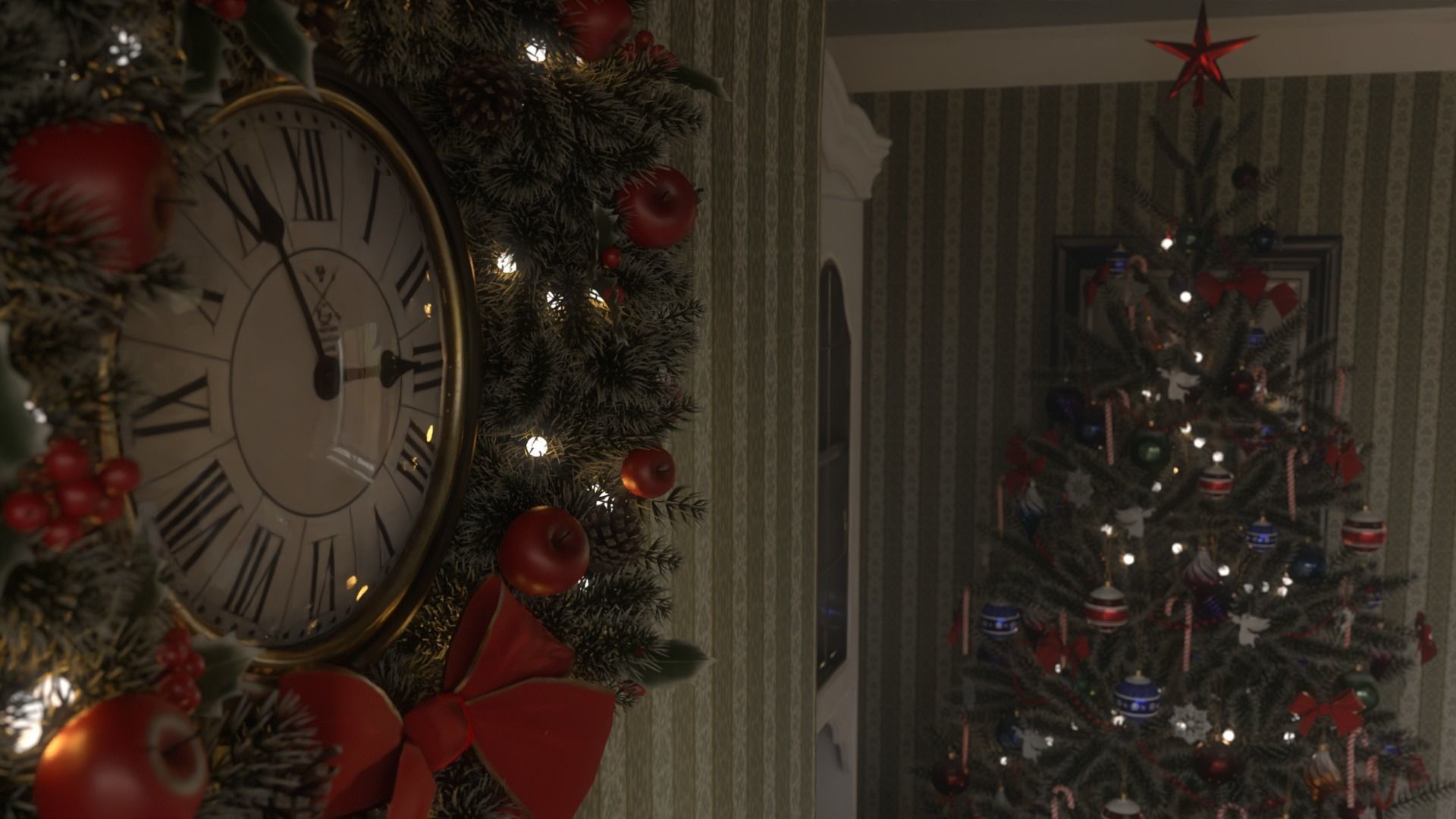 Christmas Living Room Low-poly 3D model_17