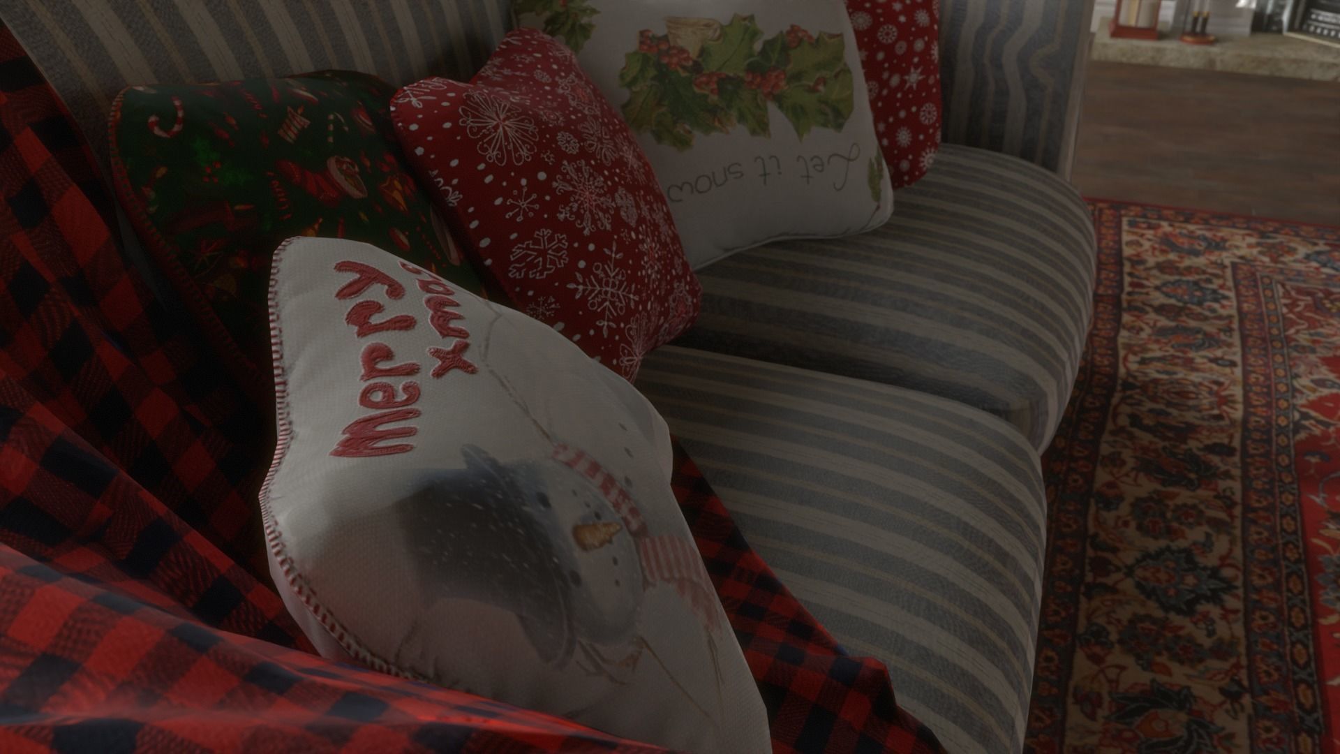 Christmas Living Room Low-poly 3D model_7