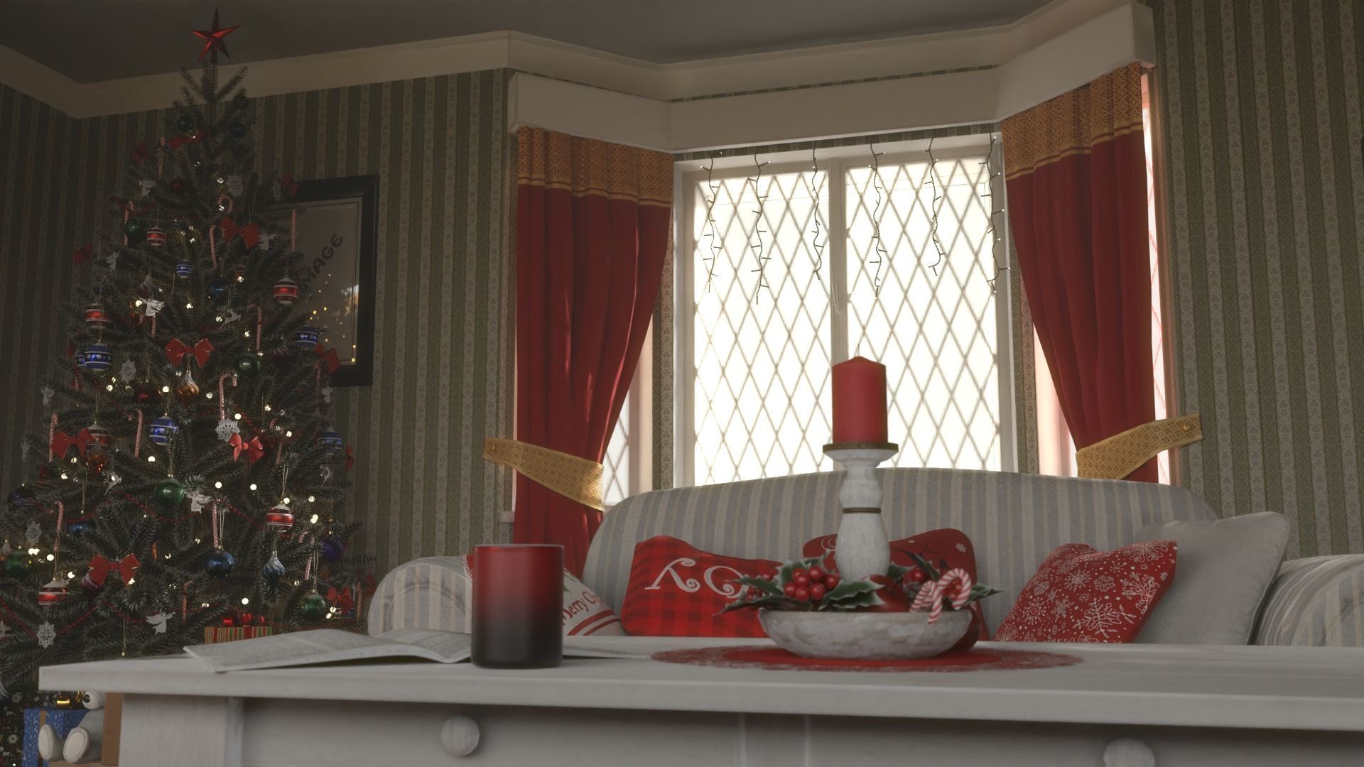 Christmas Living Room Low-poly 3D model_26